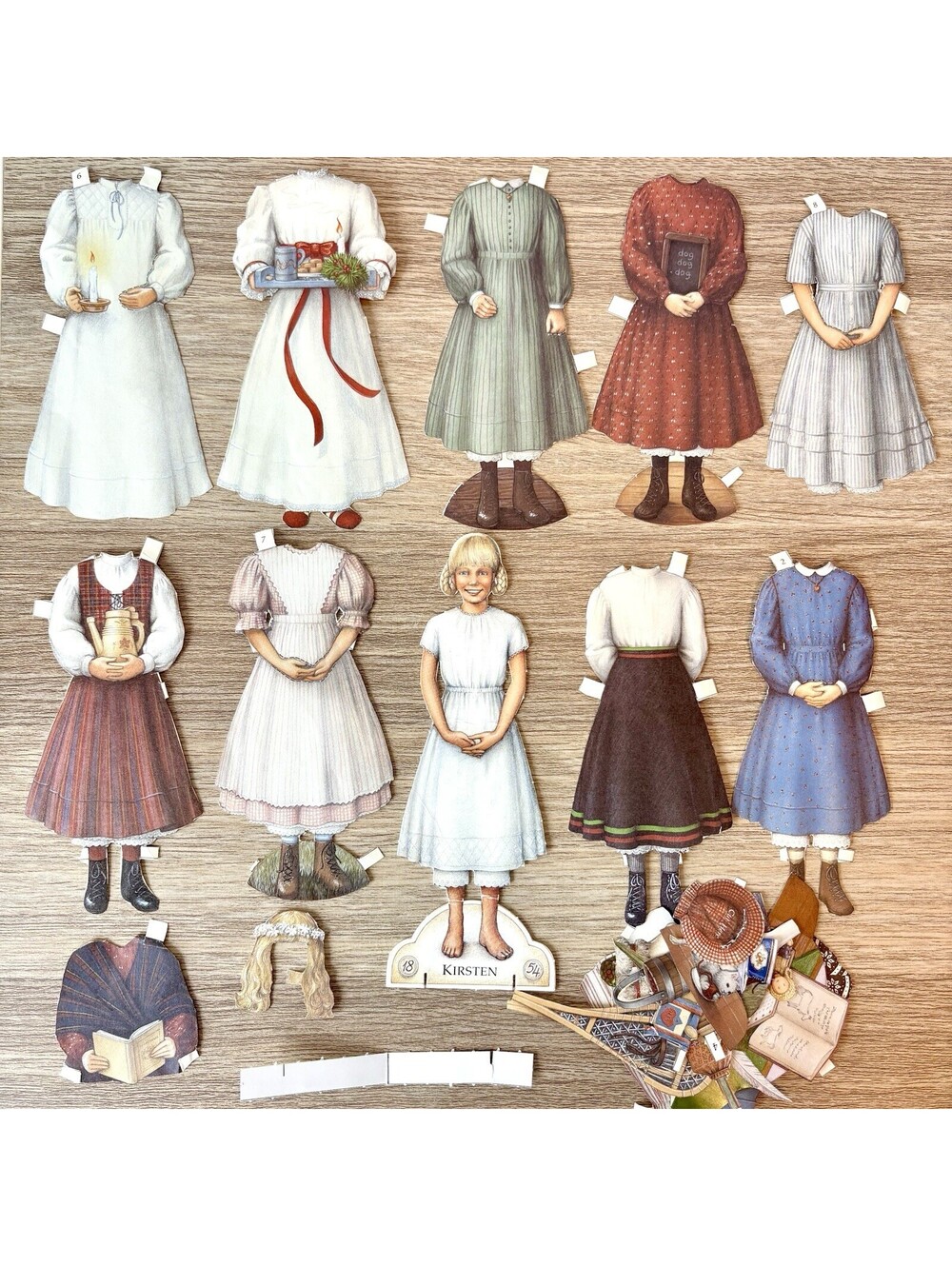 Kirsten Larson American Girl Paper Dolls 90s, Cut, Pleasant Company Vintage